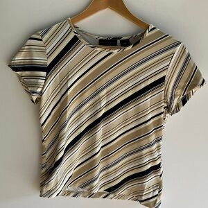 Apostrophe Diagonal Striped Beige and Black Tee